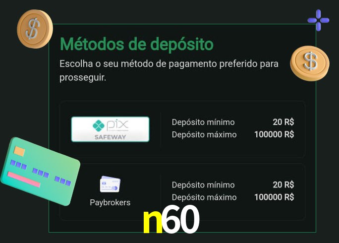 O cassino n60 oferece uma grande variedade de métodos de pagamento